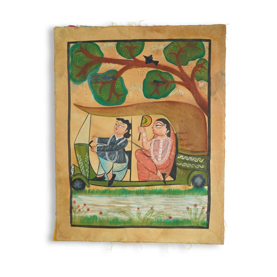 The Babu-Bibi's Countryside Carriage Ride – Kalighat Painting