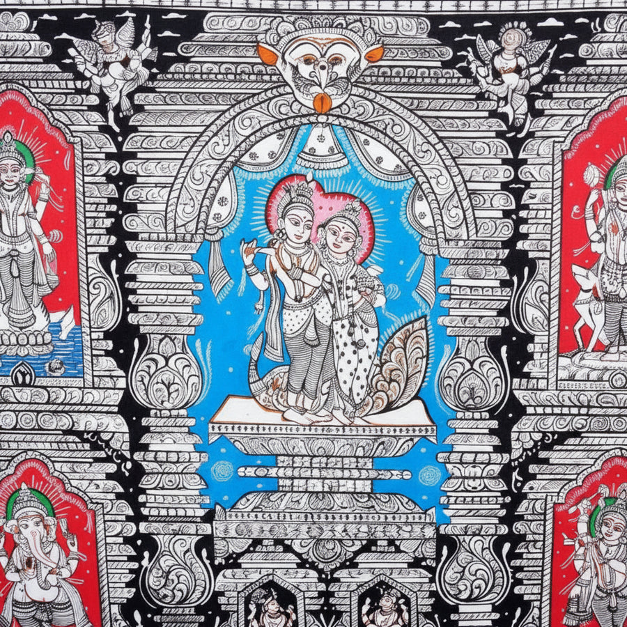 Radha Krishna with Dashavatara – Pattachitra Painting