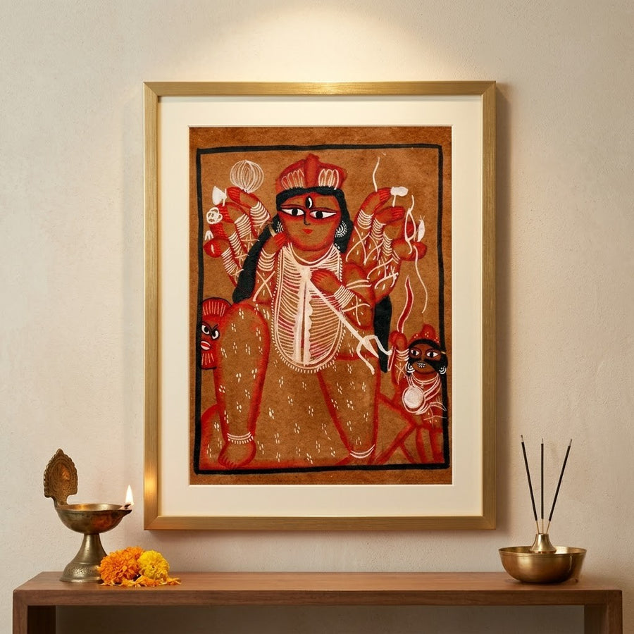 Mahishasura Mardini: The Divine Victory – Kalighat Painting
