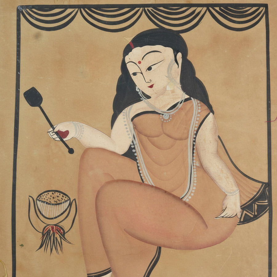 The Graceful Bengali Bibi – Kalighat Painting