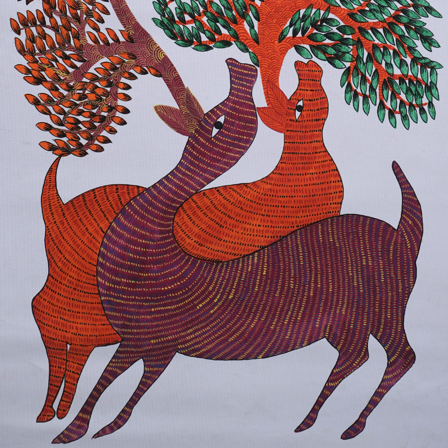 Horns of Life – Gond Canvas Painting