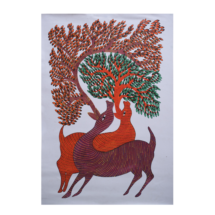 Horns of Life – Gond Canvas Painting