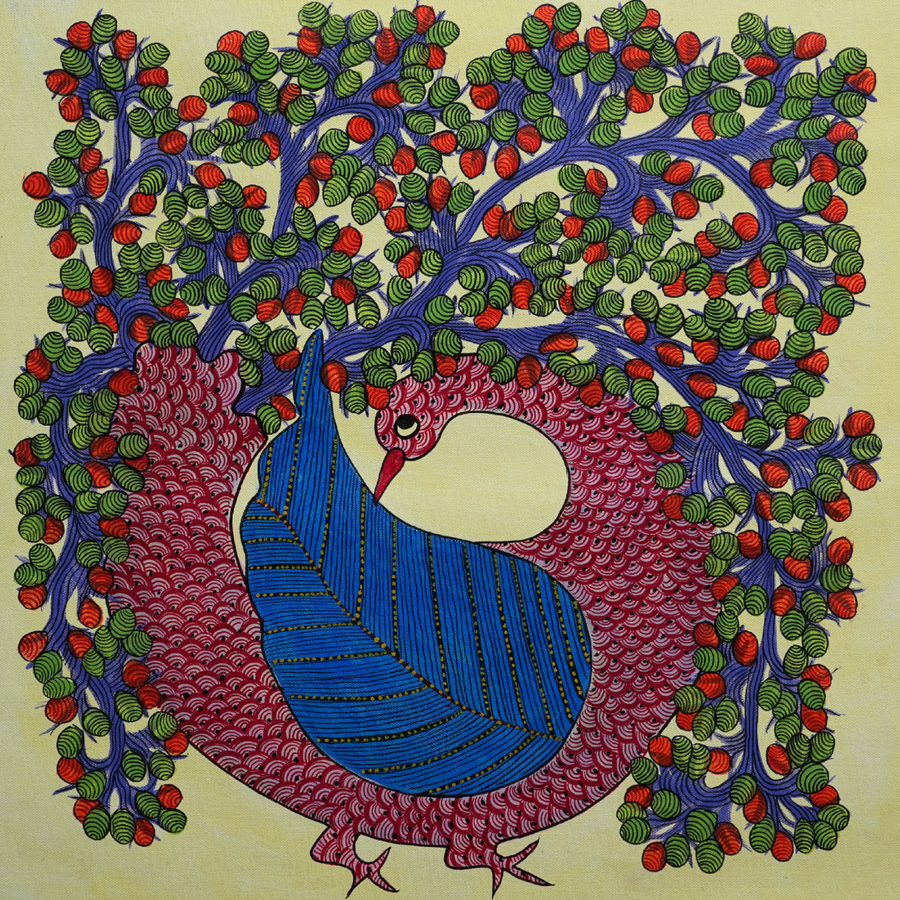 Nature's Embrace – Gond Canvas Painting