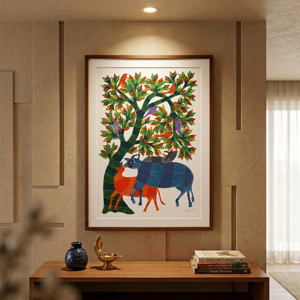 Forest, Animals and Birds – Gond Paper Painting