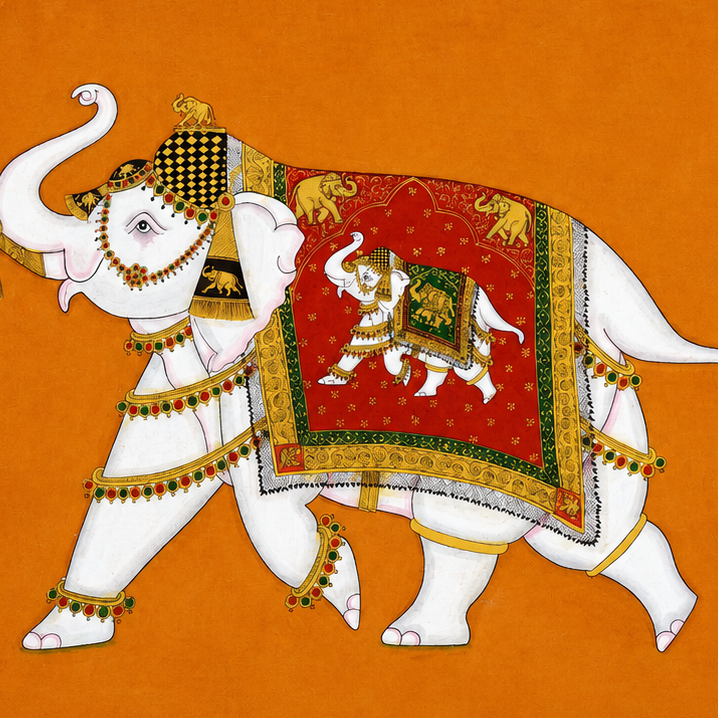 Royal Hathi – Rajasthani Miniature Painting (set of two)