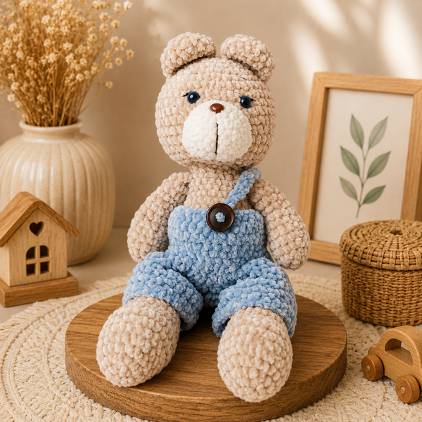 Crochet Teddy Bear – Blue Handmade Art