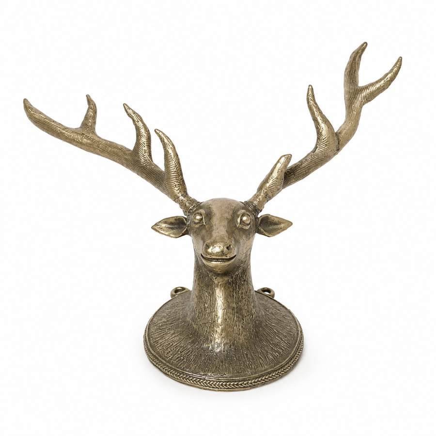 The Decorative Deer Head Wall Fragment – Dhokra Metal Art