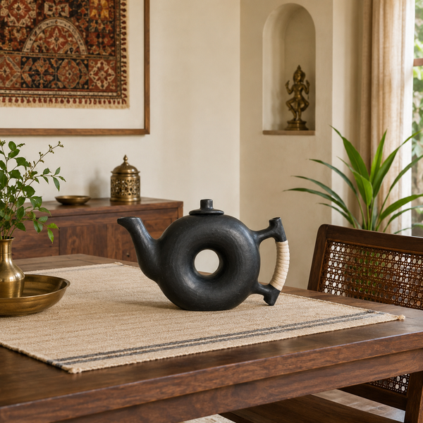 Longpi Pottery Kettle – Black Clay Handmade Art