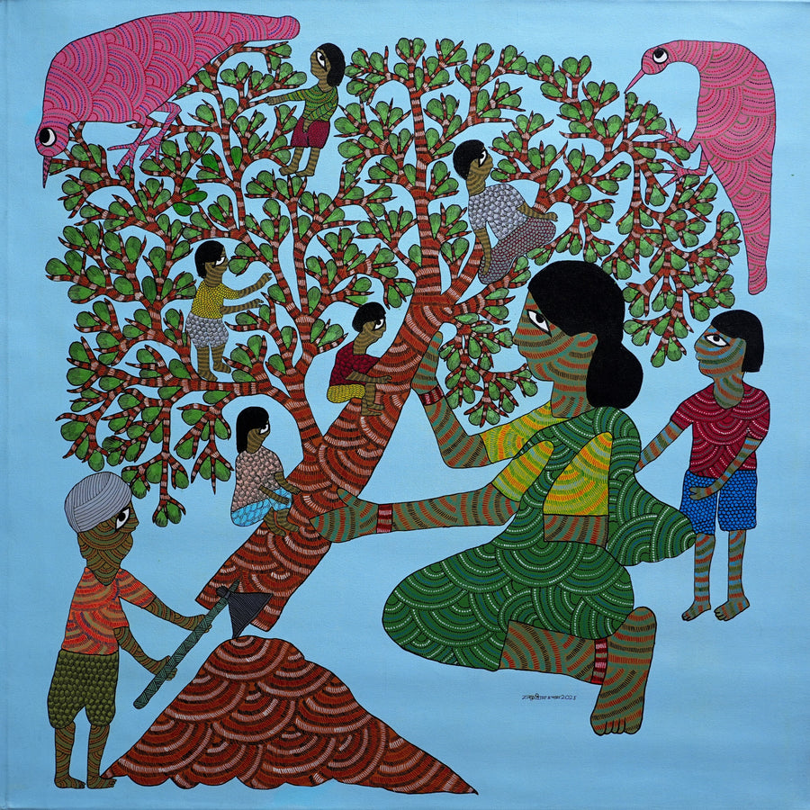 The Broken Tree – Gond Painting