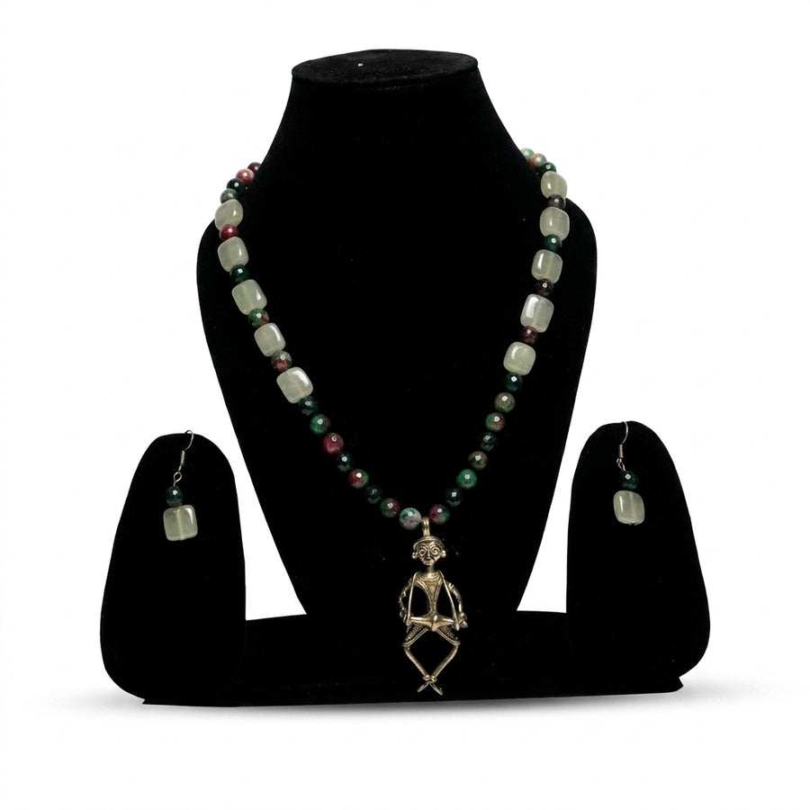 Tribal Musician Pendant Beaded Necklace Set