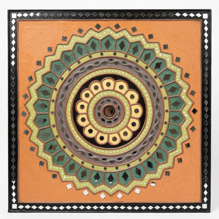 Square Mandala Lippan Mirror Wall Art