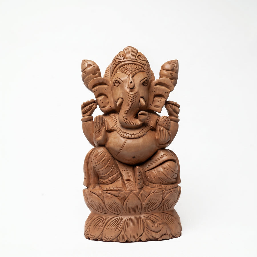 Divine Lord Ganesha – Wooden Carved Sculpture