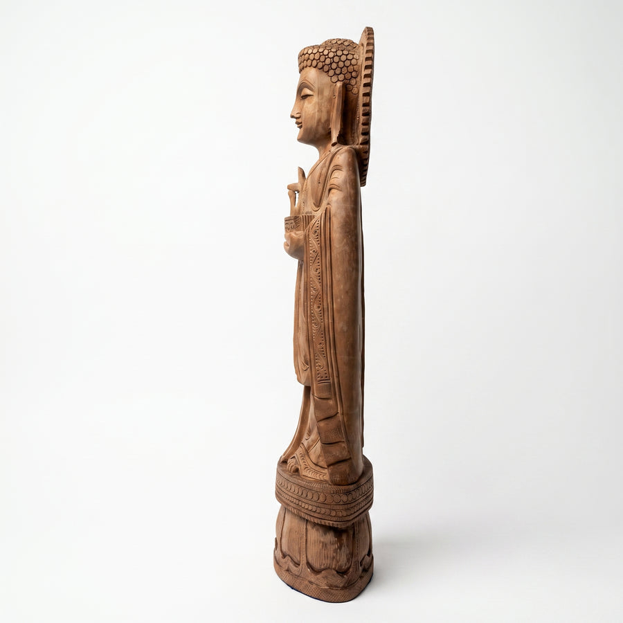 Standing Buddha - Kadam Wood Hand Carved Sculpture