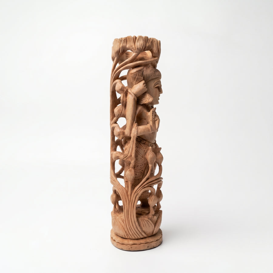 Lord Shiva Beneath the Sacred Tree – Wooden Sculpture