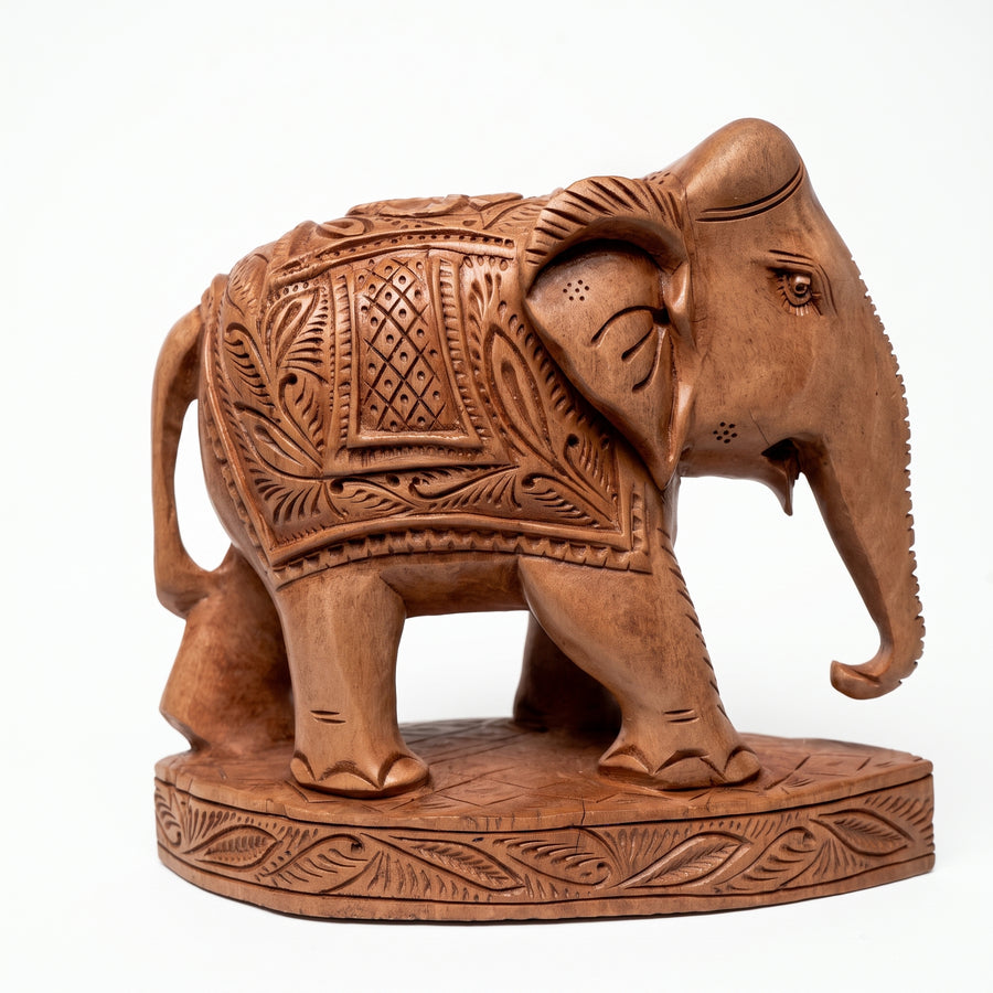 Royal Carved Elephant (Set of 2) – Wooden Sculpture