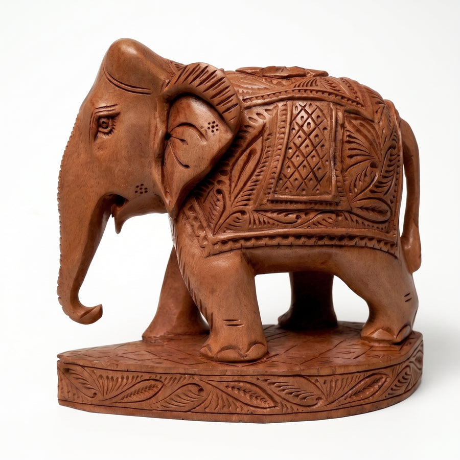 Royal Carved Elephant (Set of 2) – Wooden Sculpture