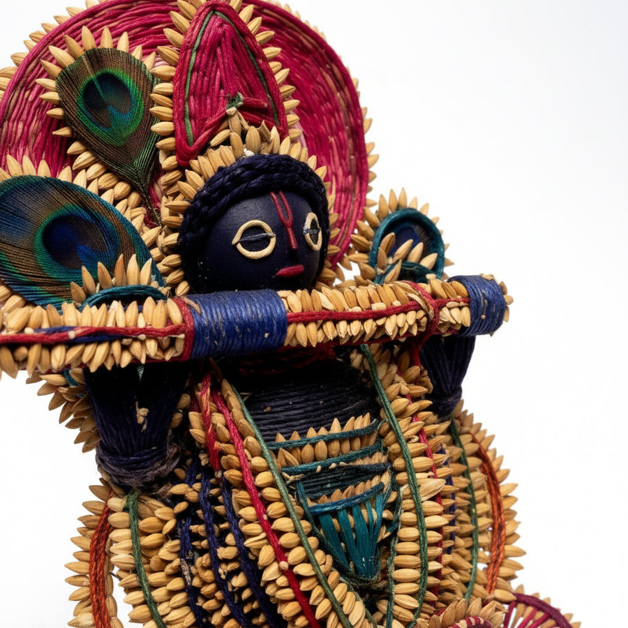 Handmade Dhaana Craft Krishna Idol – Paddy Craft