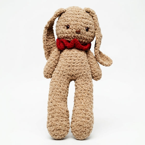Crochet Teddy Bear with Red Muffler – Handmade Art