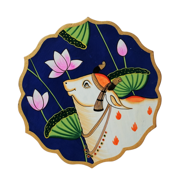 Kamdhenu – Wooden Panel Pichwai Painting