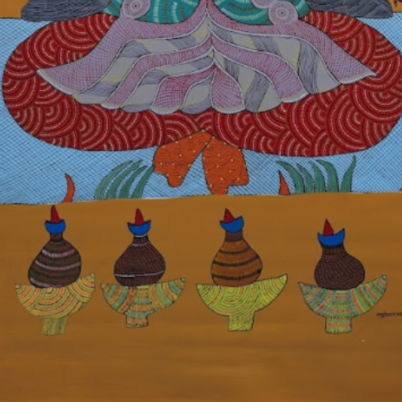 Meditative Tribal Woman – Gond Paper Painting