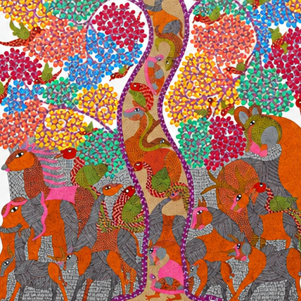 Forest of Life – Gond Wildlife Painting