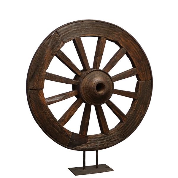 Antique Wheel - Wooden Décor, handmade wooden decor from India