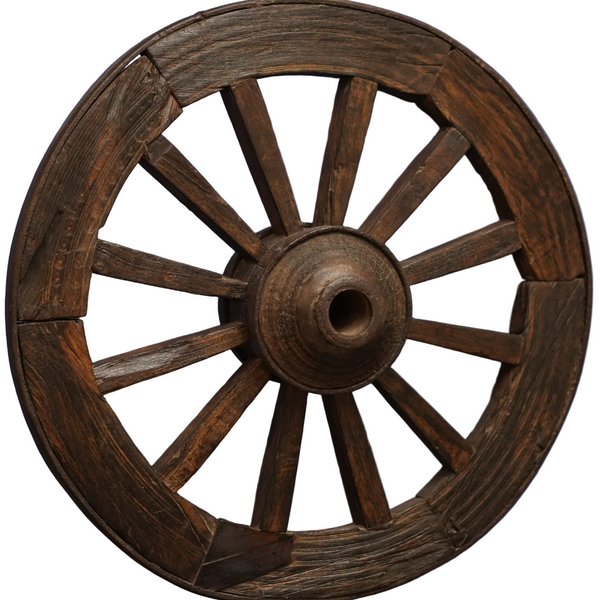 Antique Wheel - Wooden Décor - view 2, handmade wooden decor from India