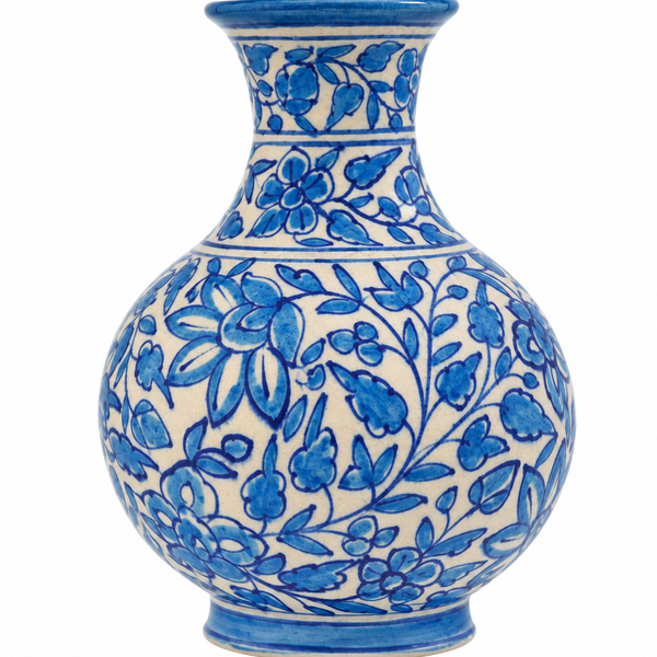 Blue Blossom Vase - Jaipur Blue Pottery - view 2, handmade Jaipur blue pottery from India