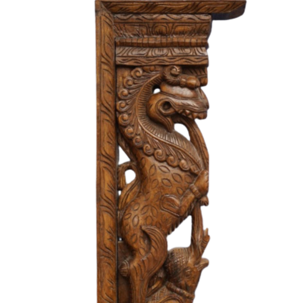 Carved Yali Bracket - Wooden Décor - view 2, handmade wooden decor from India