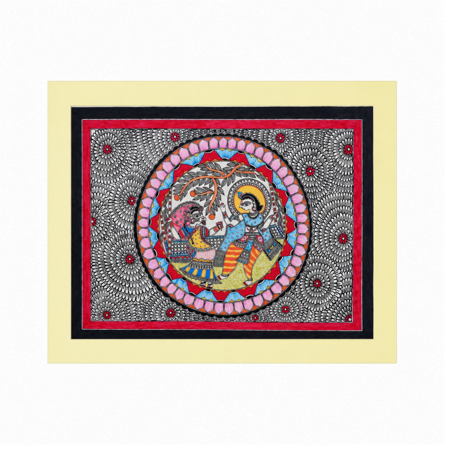 Divine Prem - Madhubani Painting - view 2, handmade Madhubani painting from India