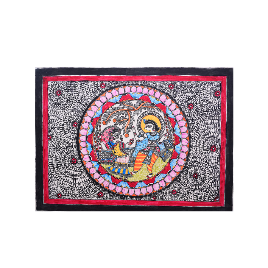 Divine Prem - Madhubani Painting - view 3, handmade Madhubani painting from India