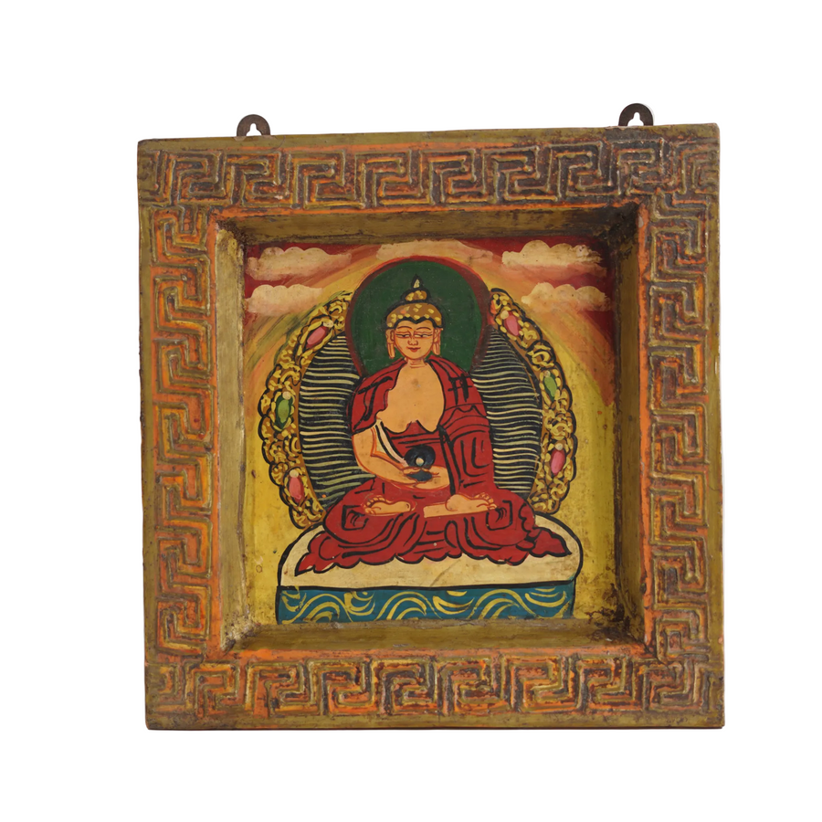 Eternal Buddha - Tibetan Hand-Painted Wall Hanging, handmade Tibetan wall hanging from India