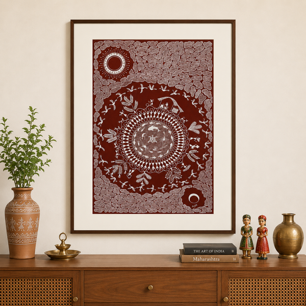 Nature Circle - Warli Paper Painting