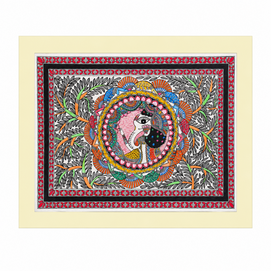 Forest Majesty - Madhubani Painting - view 2, handmade Madhubani painting from India