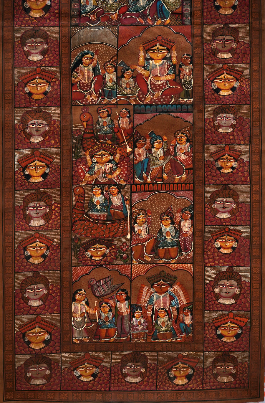 Goddess Durga Narrative Scroll - Kalighat Painting - view 5, handmade Kalighat folk painting from India