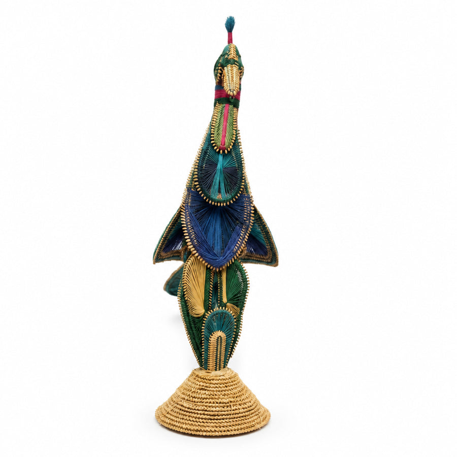 Handmade Dhaana Craft Peacock - Paddy Craft - view 3, handmade paddy craft idol from India
