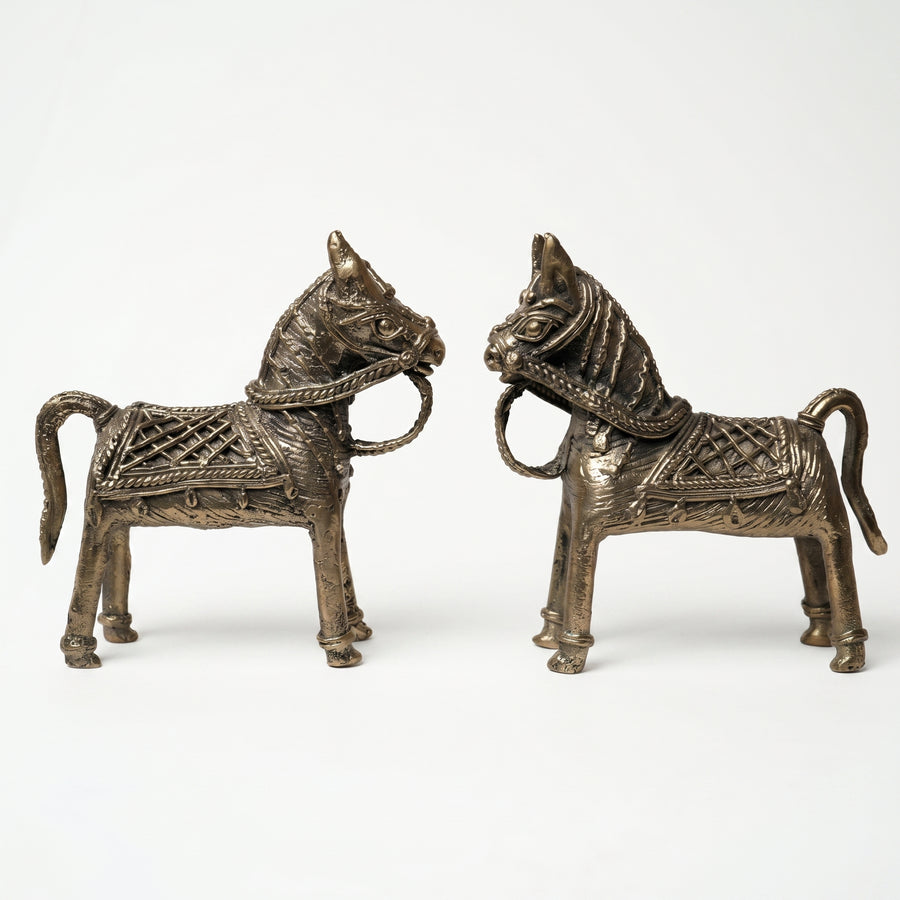 The Handcrafted Horse Pair (Set of 2) – Dhokra Metal Art