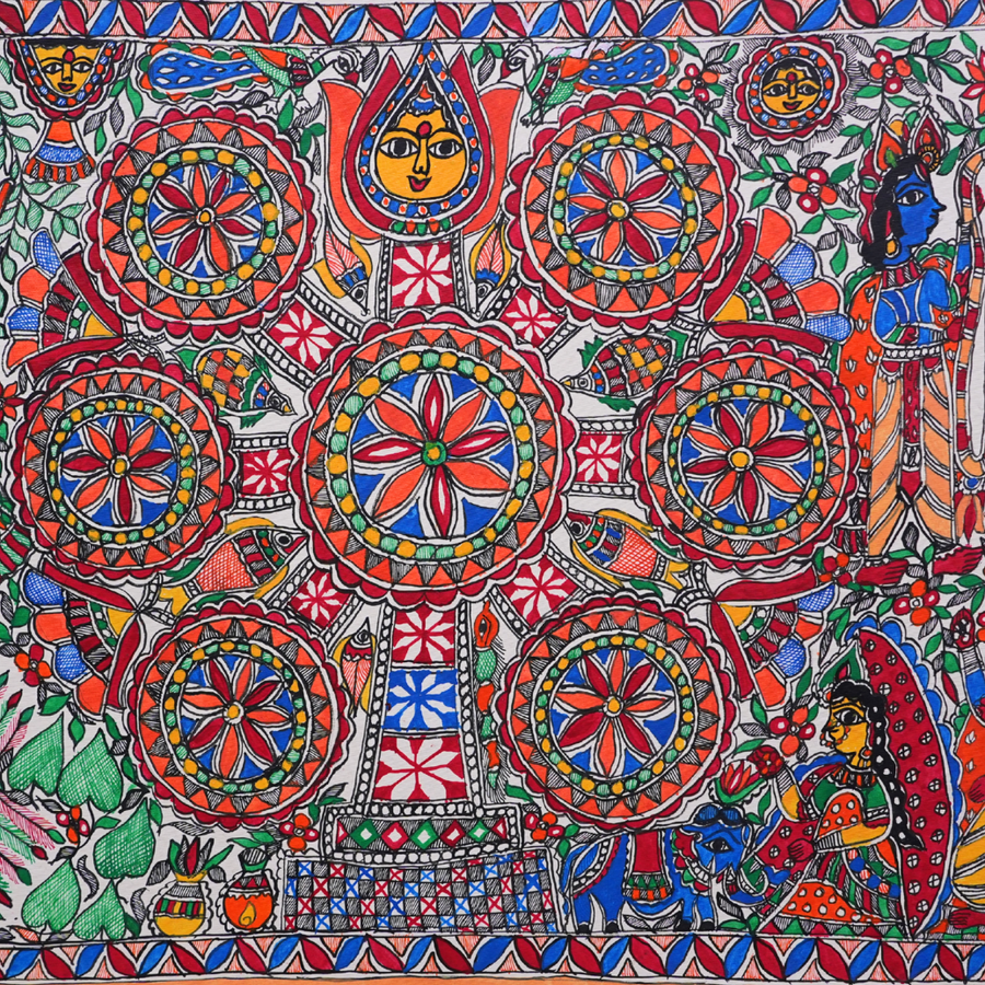 Kohbar Ghar - Madhubani Painting - view 4, handmade Madhubani painting from India