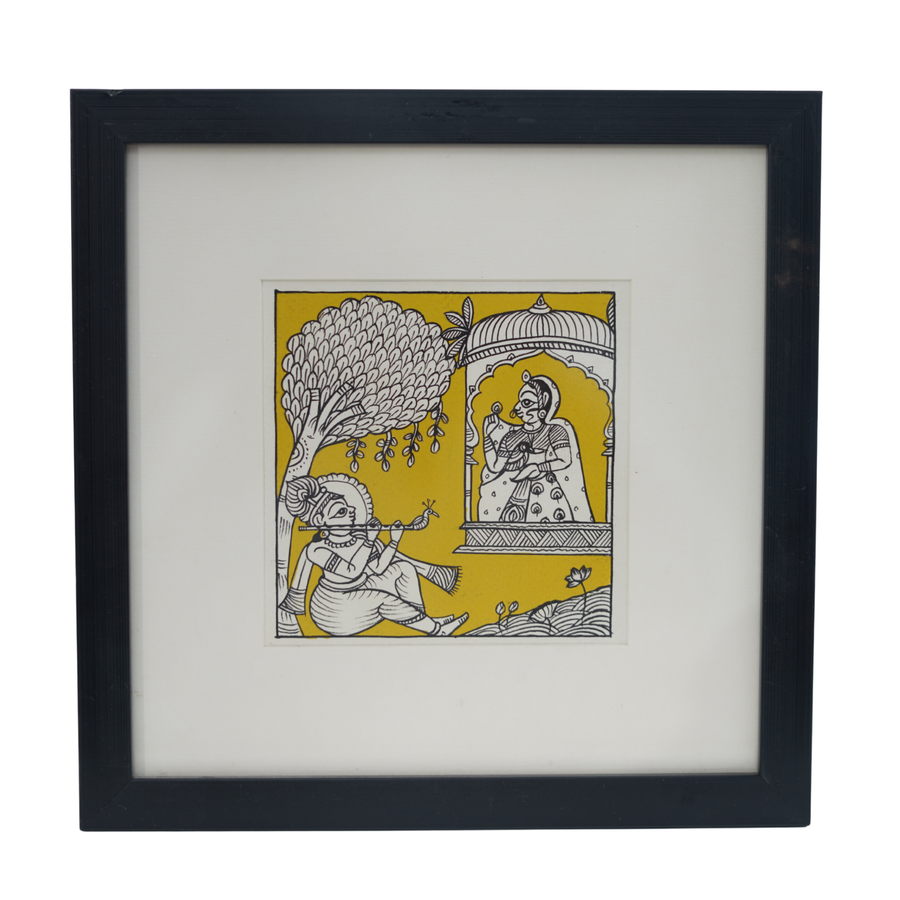 Krishna & Radha - Phad Painting, handmade Phad painting from India