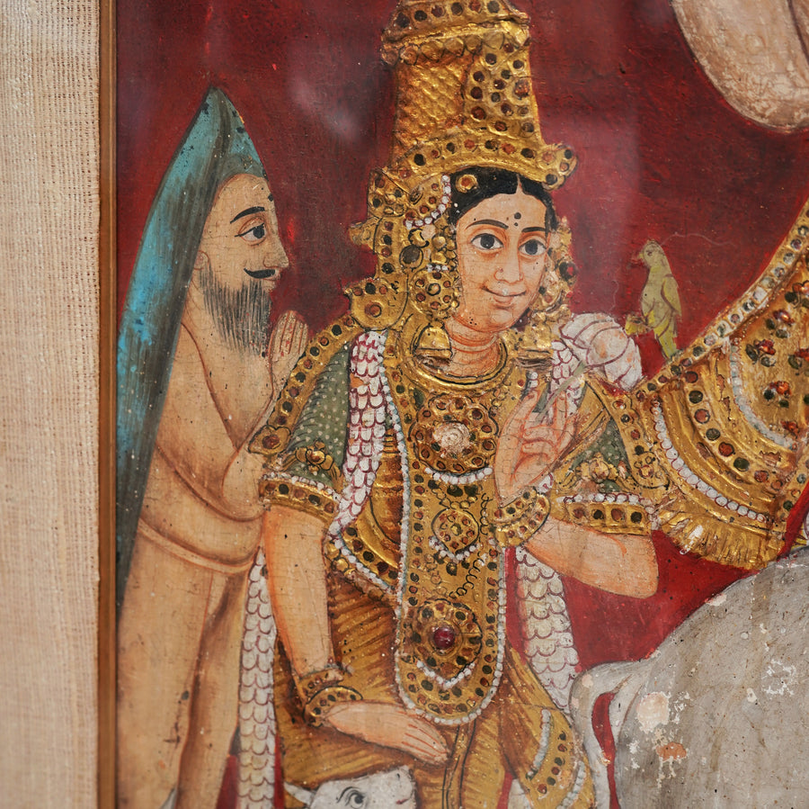 Krishna Playing the Flute - Tanjore Painting - view 5, handmade Tanjore painting from India