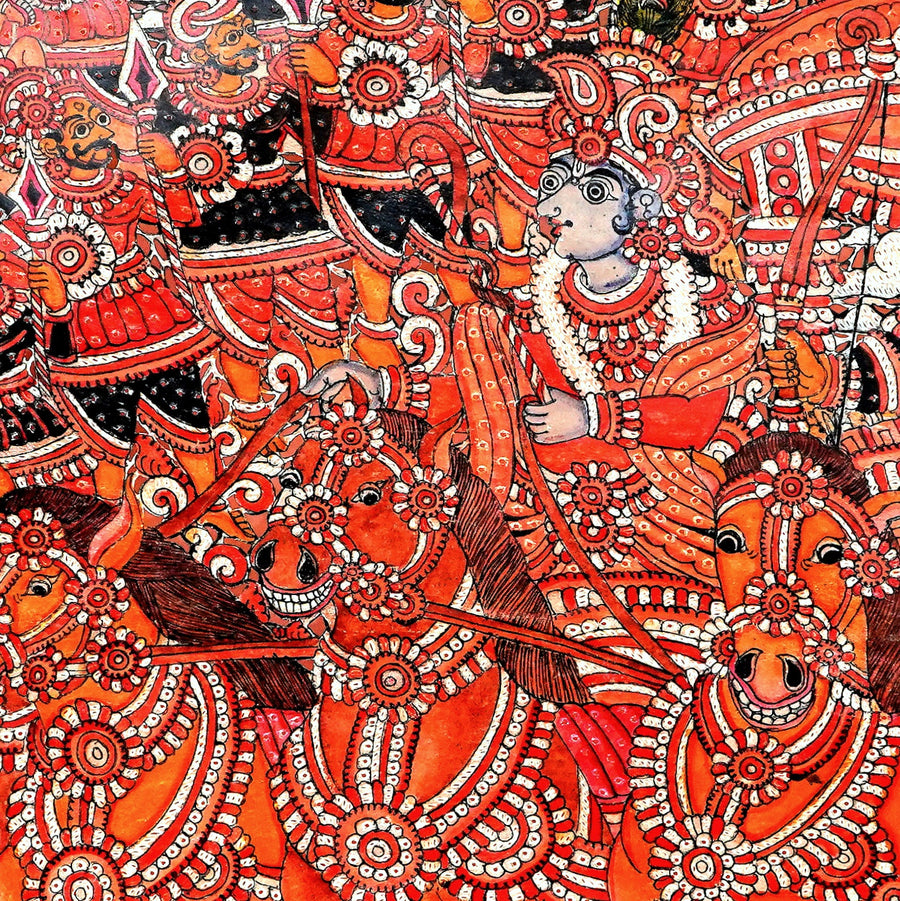 Kurukshetra Chariot Battle - Tholu Bommalata Leather Art - view 5, handmade Tholu Bommalata leather puppet art from India