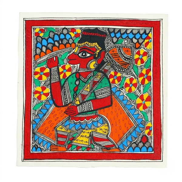 Lord Hanuman - Madhubani Painting - view 2, handmade Madhubani painting from India