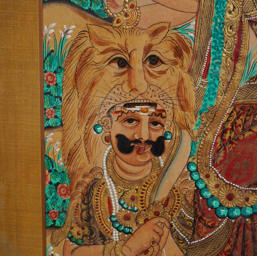 Mahishasuramardini - Mysore Painting - view 4, handmade Mysore painting from India