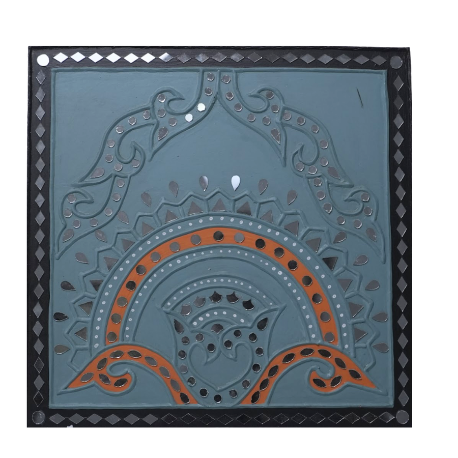 Mandala Arch - Lippan Mirror Wall Art, handmade Lippan mirror wall art from Kutch, India