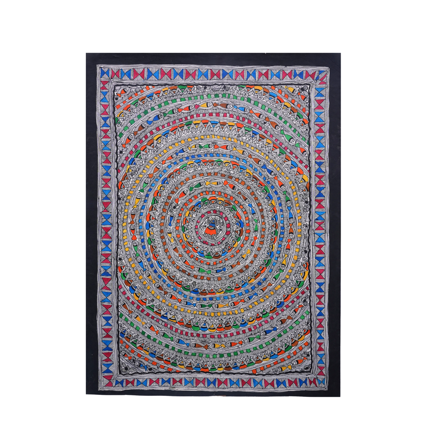 Mandala Godhana - Madhubani Painting - view 3, handmade Madhubani painting from India