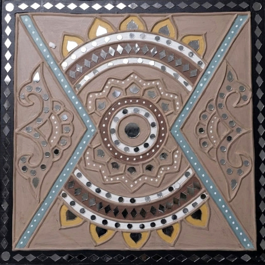 Mandala Harmony - Lippan Mirror Wall Art - view 2, handmade Lippan mirror wall art from Kutch, India