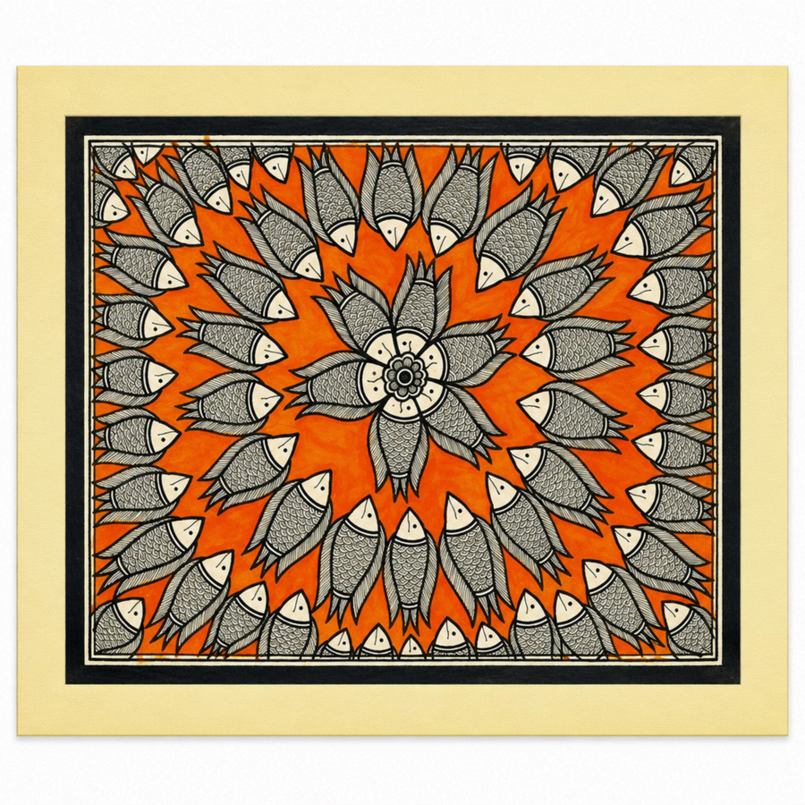 Matsya Mandala - Madhubani Painting - view 2, handmade Madhubani painting from India