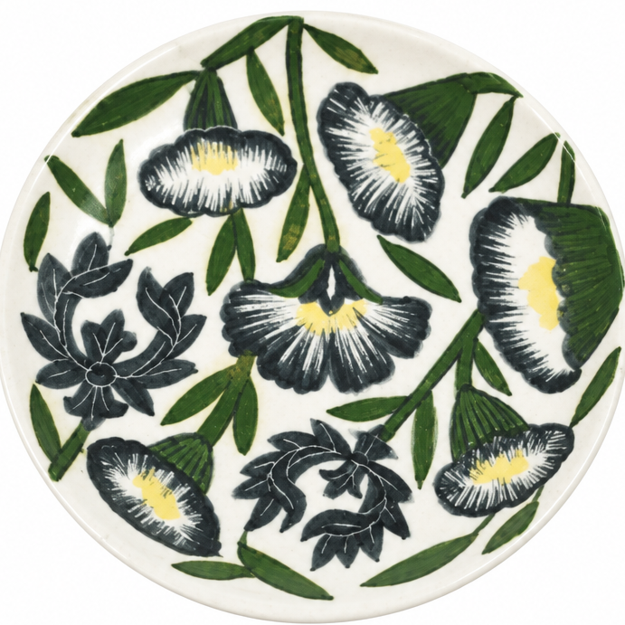 Midnight Bloom Plate - Jaipur Blue Pottery - view 2, handmade Jaipur blue pottery from India