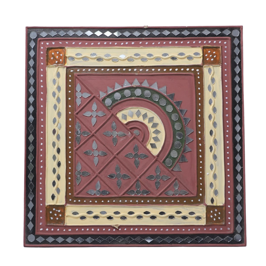 Mirror Mosaic Square - Lippan Mirror Wall Art, handmade Lippan mirror wall art from Kutch, India