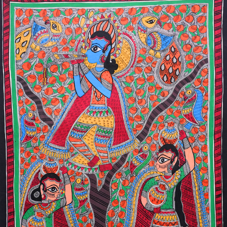 Prem Leela - Madhubani Painting - view 3, handmade Madhubani painting from India